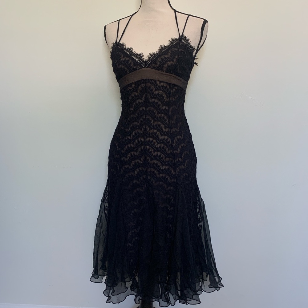 Mid length formal eyelash lace dress